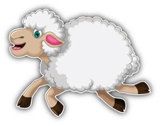 Happy Sheep Cartoon Car Bumper Sticker Decal - ''SIZES''