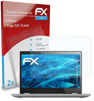 Protection écran Bruni Pour Lenovo Yoga 520 14" - Lot De 2 Films Basics-Clear - Anti-rayures, Réutilisable - Made In Germany