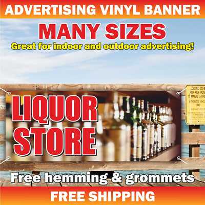 LIQUOR STORE Advertising Banner Vinyl Mesh Sign Alcohol Beer wine vodka now open