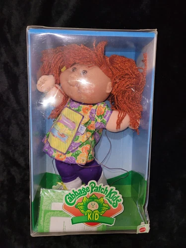 Vintage 1995 Cabbage Patch Kids Doll Open Box Floral Dress Brown Red Hair