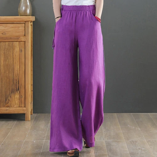 Women Loose Fit Elastic Waisted Palazzo Pant Ladies Daily Wear Casual - Picture 20 of 54