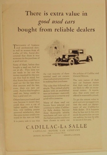 Vintage Cadillac La Salle Automobile Car Advertisement April 1930 General Motors