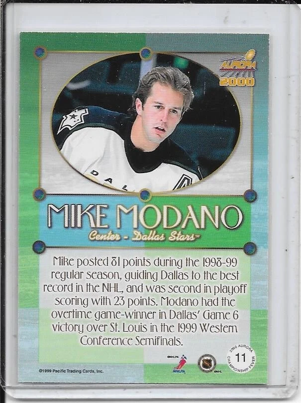 1999-00 Pacific Aurora Mike Modano Championship Fever # 11 - Image 2 of 2