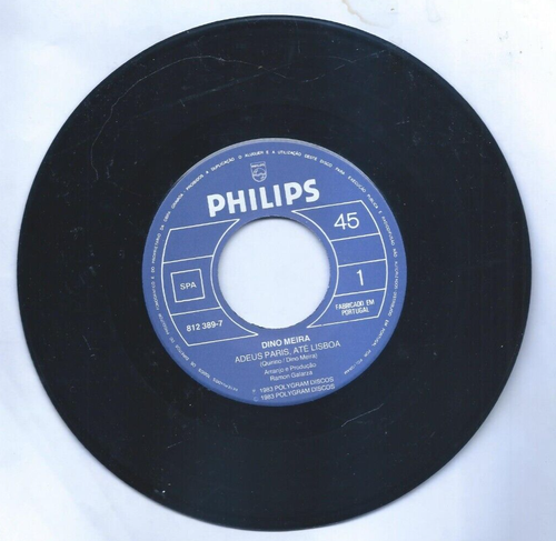 Vintage Vinyl Record "Dino Meira- Adeus Paris, Ate Lisboa " 7 Inch 45RPM (1983) - Picture 3 of 4