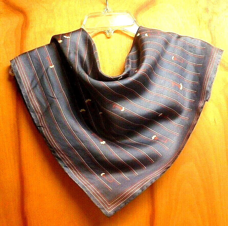Saks Fifth Avenue 22x22 Dark Grey Red Colors Umbrellas Pure Silk Neck  Scarf!