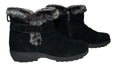 Khombu Lindsey Black Suede with Gray Faux Fur Lining Ankle Boots  Womens 7M NWOB