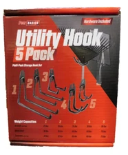 Peer Basics Utility Hook-5 Pack, Hardware Included, PVC Coated