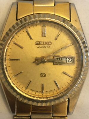 VINTAGE Seiko 3E23 0A69 Gold Day / Date Watch New Battery Run | eBay