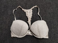Xhilaration Bra Women 32B Beige Push Up Lace Bra Racerback Front Closure