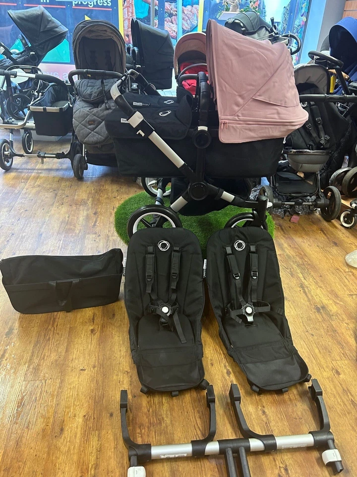 Bugaboo donkey 3 Twin-Black Frame - Pink Black - Professionally Restored - Image 4 of 4