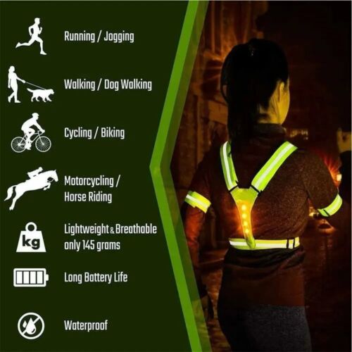 LED Reflective Vest Double-sided Lighting Night Running Light Up Vest Runners - Picture 9 of 9