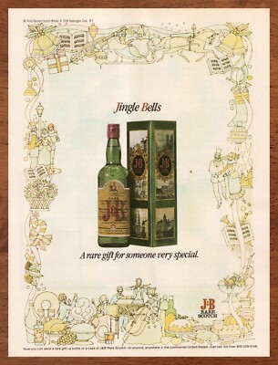 1978 J&B Rare Scotch Whisky Print Ad/Poster Jingle Bells Christmas Winter Art 