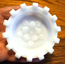 Vintage Milk Glass Ashtray Round   3 3/4"   Unused 14 slots