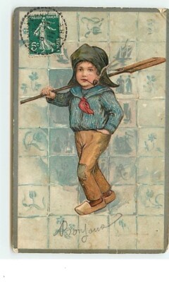 Embossed Card - Boy Smoking Pipe - 16839