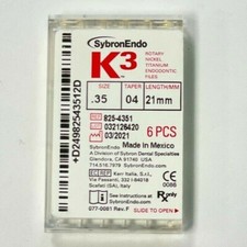 SybronEndo K3 Nickel-Titanium Files NiTi Endo Files K3 .35/.04 21mm