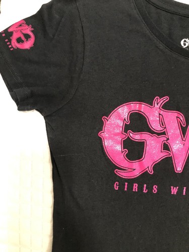 NWT GIRLS WITH GUNS Womens Western Short Sleeve Shirt Top Black & Hot Pink L - Picture 10 of 14
