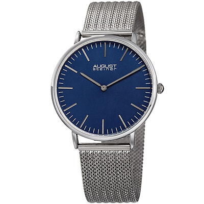 Men's August Steiner AS8219SSBU Matte Dial Steel Mesh Bracelet Quartz Watch