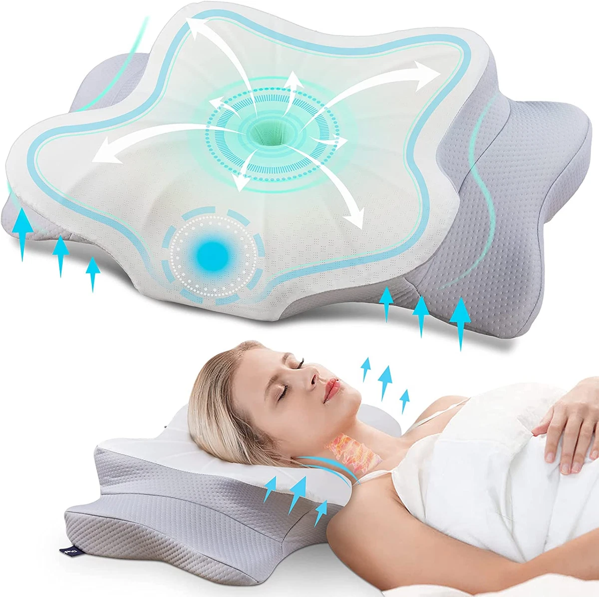 Cervical Pillow for Neck Pain Relief,Contour Memory Foam,Ergonomic  Orthopedic Ne