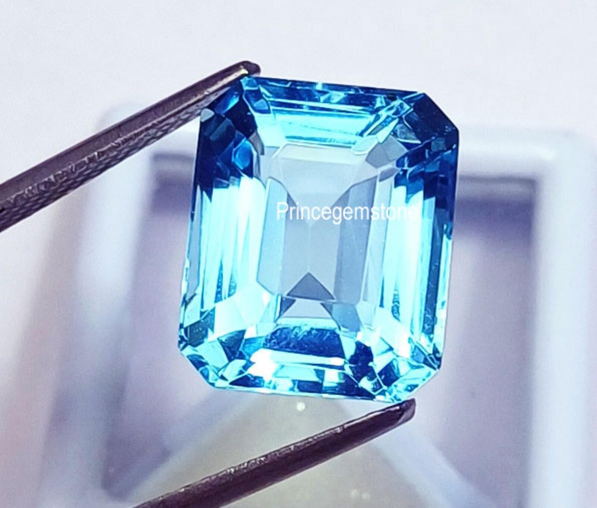 aquamarine Aquamarine .84 CT Light Aqua Blue with Dark Grey and Silver
