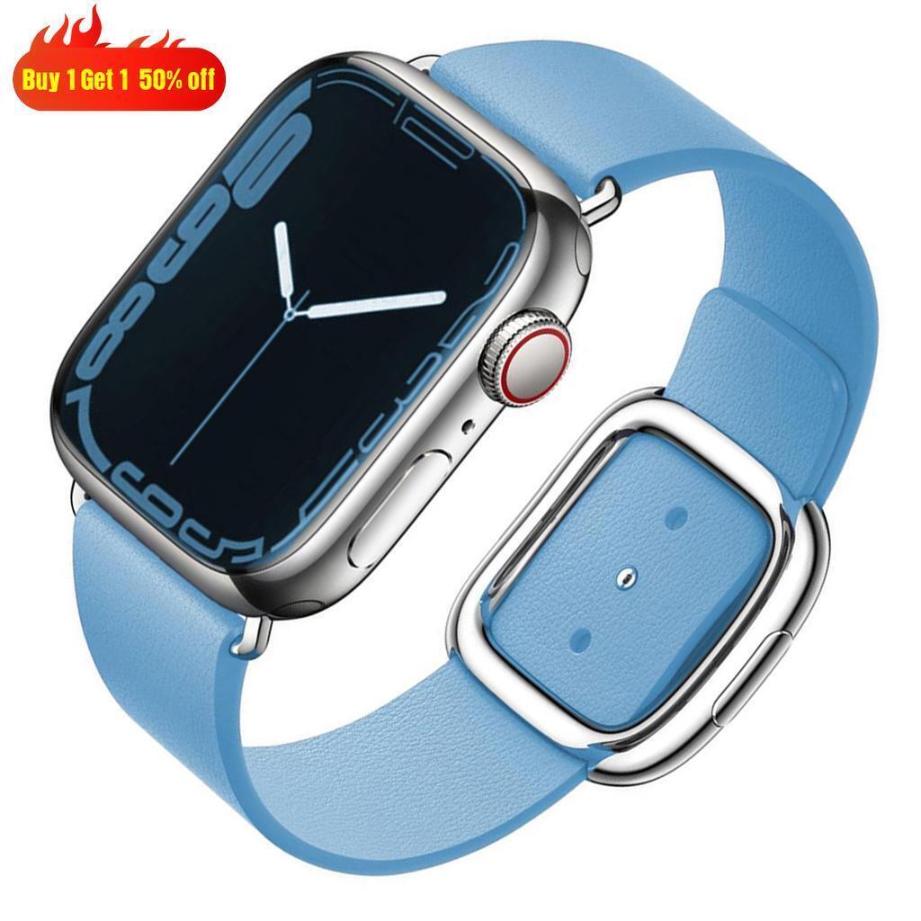 Leather Apple Watch Band Modern Buckle 45mm 44mm 42mm 40mm Leather Apple Watch Band Modern Buckle 45mm 44mm 42mm 40mm