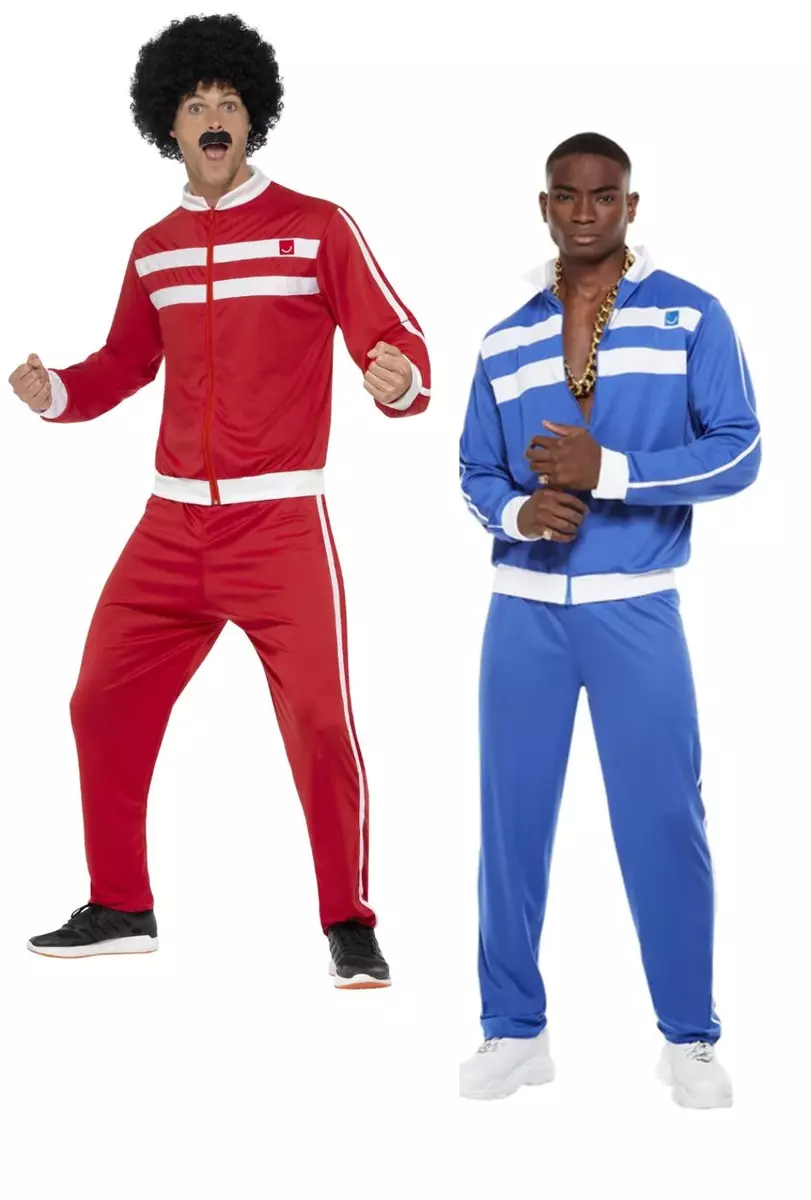 Mens Tracksuit Costume 1980s 80s Shell Suit Adults Fancy Dress