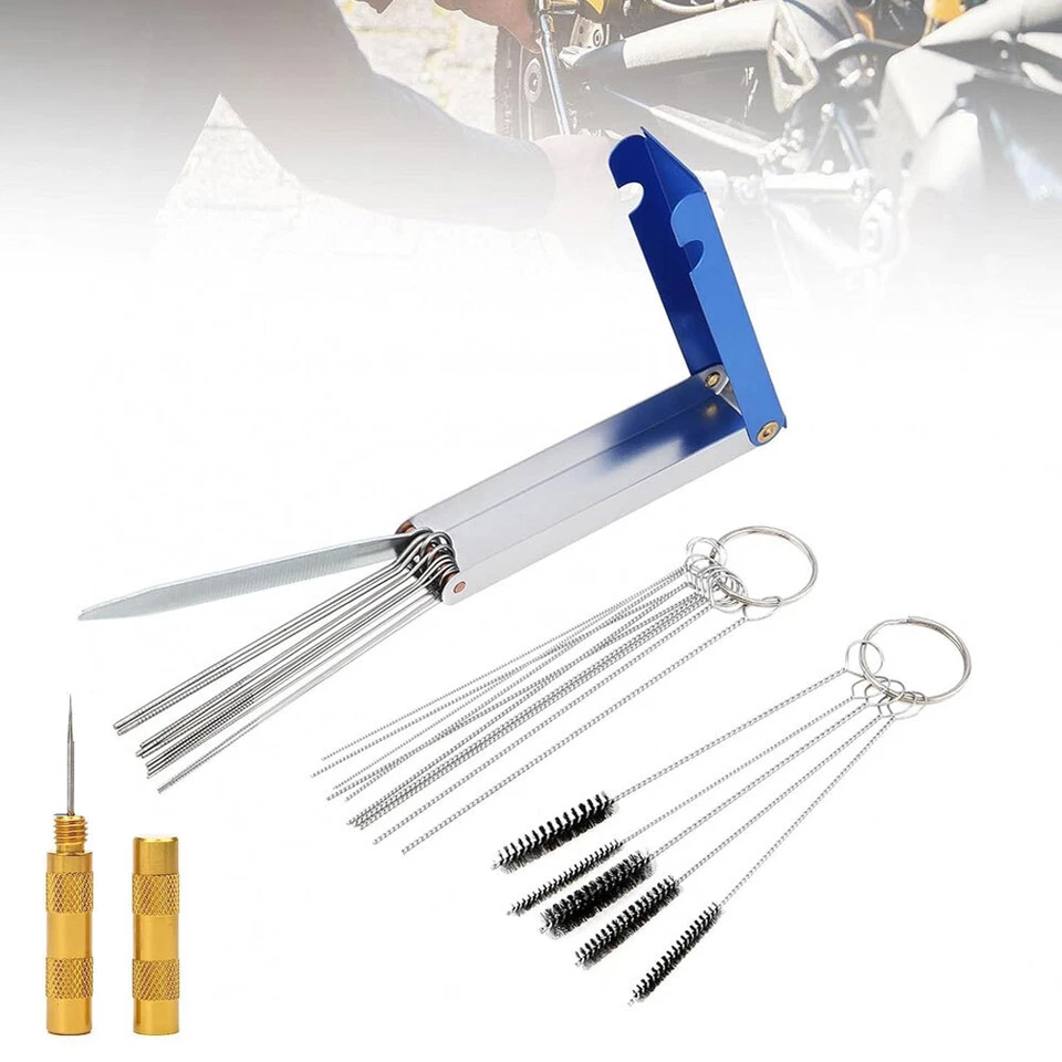 For Carburetor Carb Cleaning Jet Remover Cleaner Kit Tool Set 26 Needle 6Brushes - Image 2 of 4