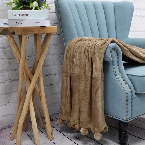 Boho Fleece Throw Blanket with Pompom Fringe – Lightweight, Warm & Cozy Decor - Picture 77 of 152