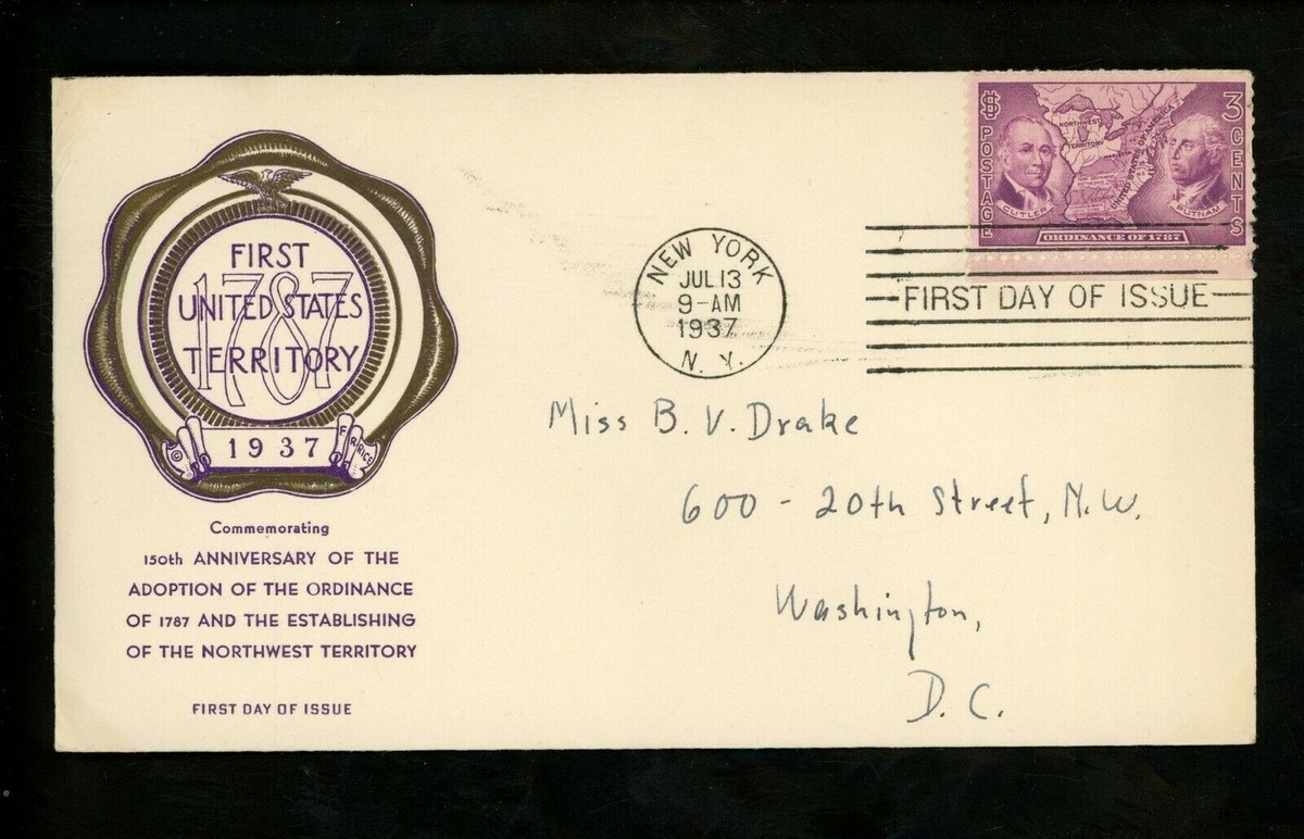 リクエスト商品 ナポレオン戦争 US FDC #795 Rice M-16 1937 New York NY Northwest Territory