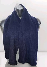 Navy CASHMERE SCARF BY HANDCRAFT INC. FRINGE  46" X 11 1/2" Vintage 