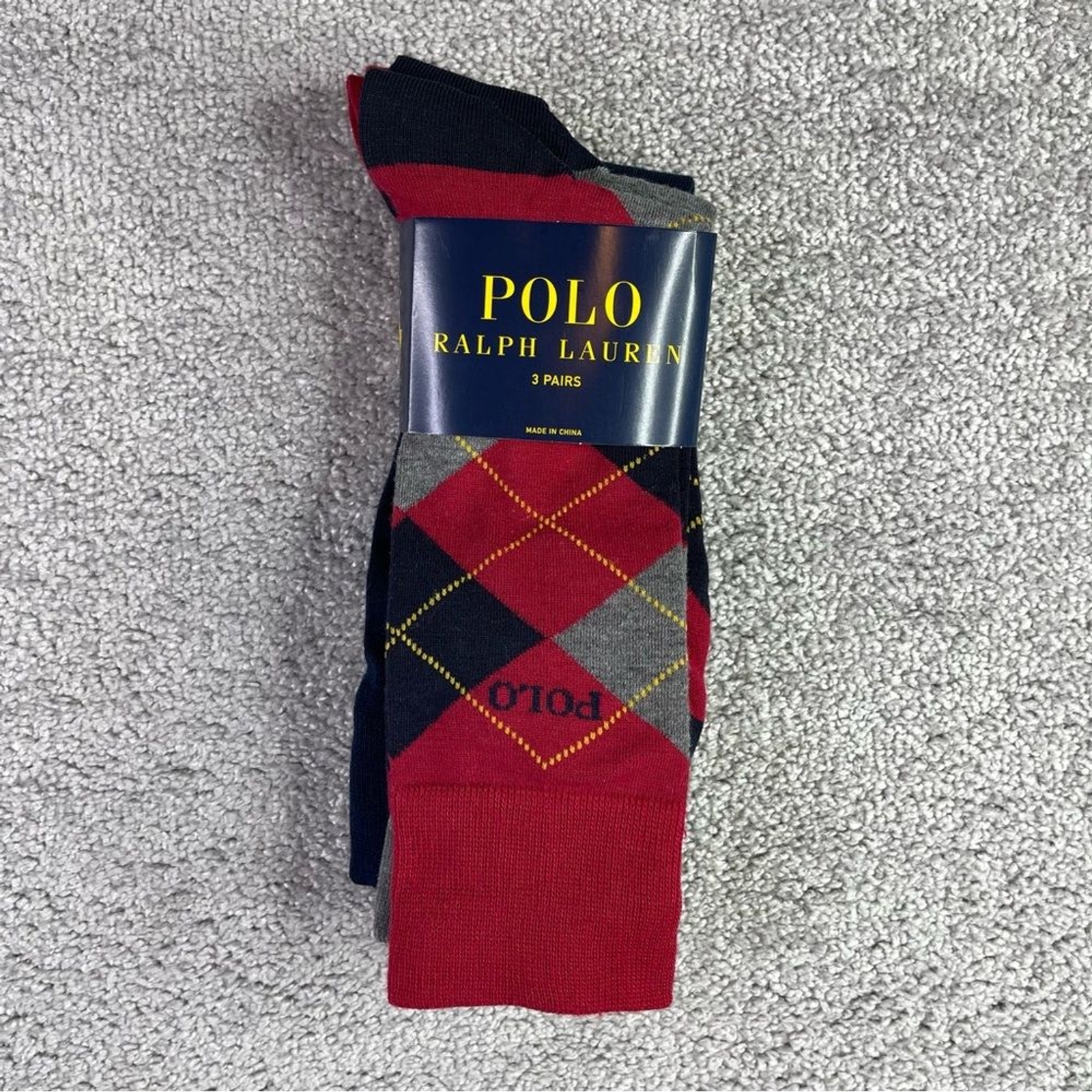 Polo Ralph Lauren Dress Socks Men's 10-13 Red Argyle Preppy 3 Pairs