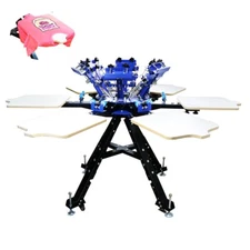 6 Color 6 Station Screen Printing Press Machine Micro-registration Lift Frame