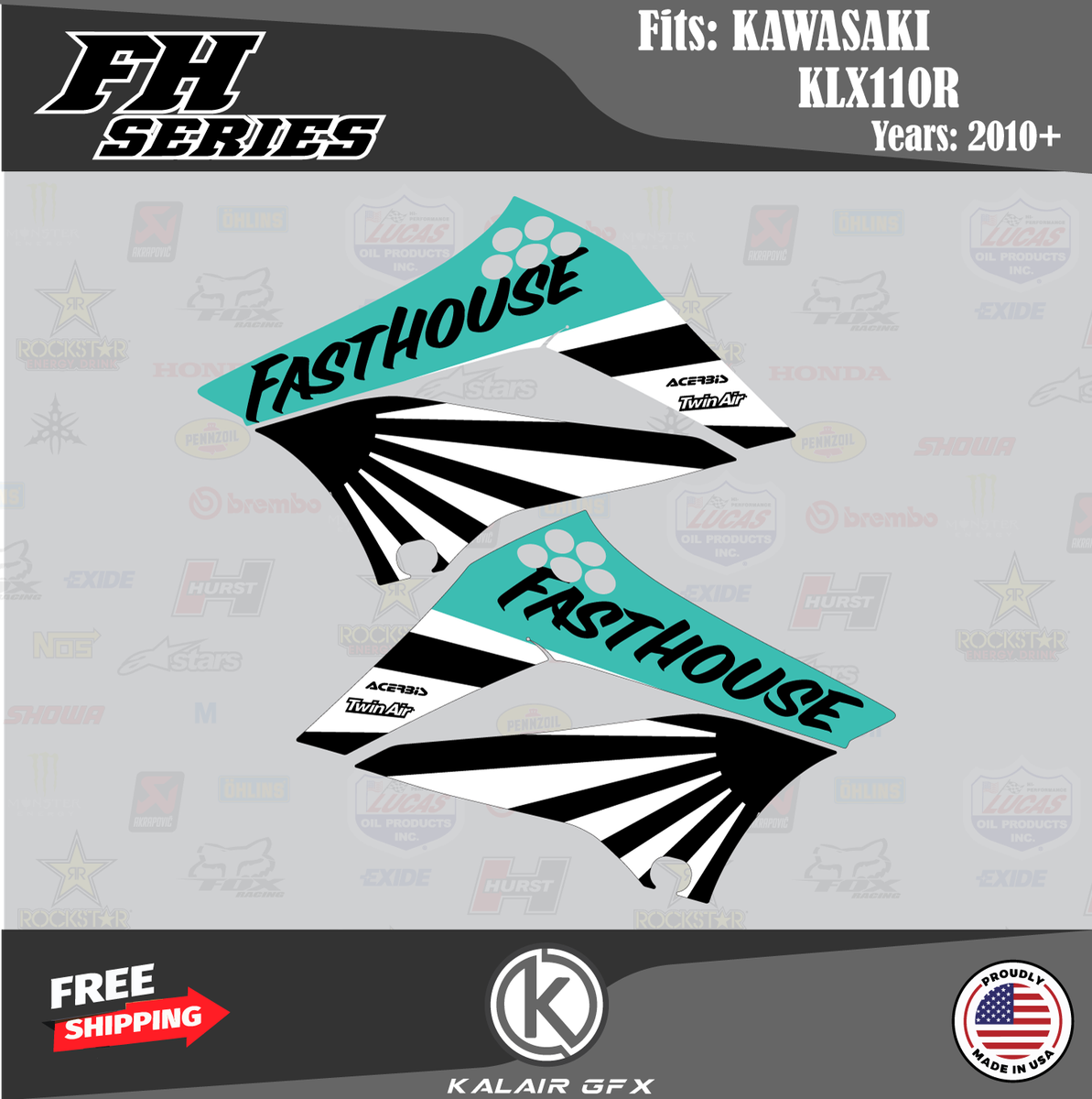 Kawasaki KLX110 (2010-2024) KLX-110 Shroud Graphics FH Series | eBay