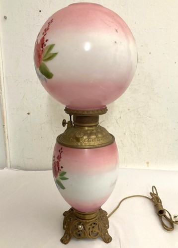 Antique 19th C. Gone With the Wind Lamp Oil Converted to Electric - Picture 5 of 11