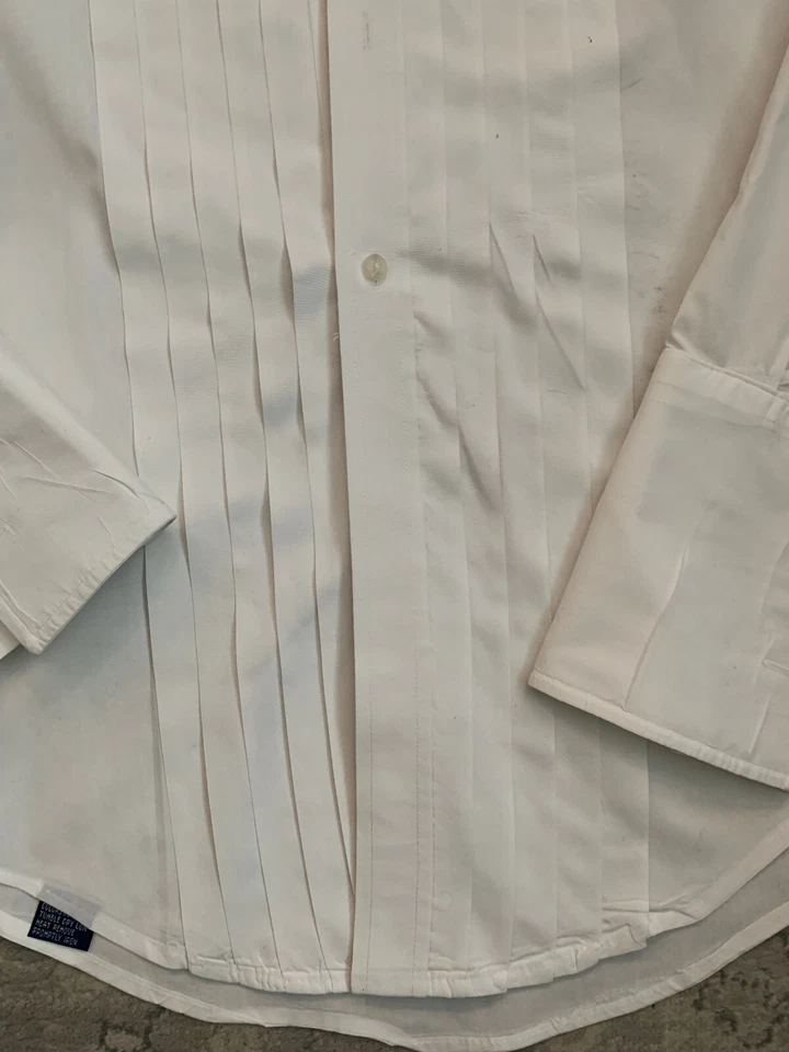 男式 Andrew Fezza 韩国制造 100% 棉打褶燕尾服正装衬衫 — 第 4/4 张图片