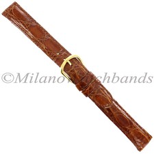 17 mm deBeer Havana Turned Edge Genuine Crocodile Stitched Watch Band Short