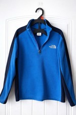 The North Face Boys M 10/12 Fleece 1/4 Zip Pullover Blue Black Lightweight