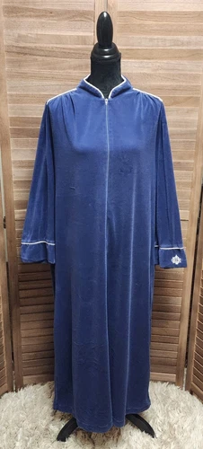 Cappotto Vestaglia Christian Dior donna XL blu navy velluto casa vintage anni 80