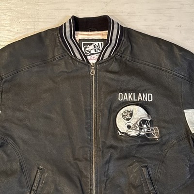 Vintage 90s NFL G-III Carl Banks Oakland Raiders Full Zip Leather