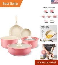Versatile 19-Piece Pink Ceramic Cookware Set with Eco-Friendly Nonstick Finish