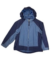 LL Bean Kids Youth Windbreaker Hooded Rain Coat Zip Jacket Size M 5-6 Blue Lined