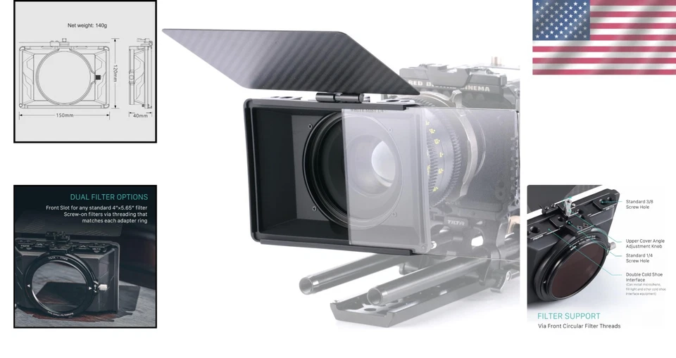 Mini caja mate portátil con 4 ranuras de soporte de filtro - Ideal para cinematógrafos Foto 2 de 4