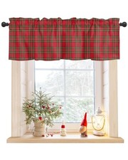 Christmas Valances for Windows Check Plaid 60"W x 18"L Pack of 1 Red Green