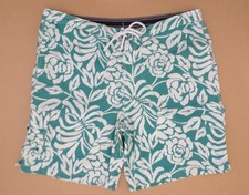 LAND'S END Men s Swim Board Shorts 40-42 Spring Green Floral Rose Print