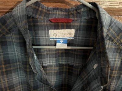 Columbia Shirt Men's L Cotton Multicolor Grey Plaid Long Sleeve Button Down - Image 1 of 3