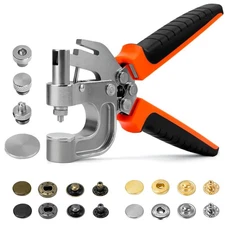 Leather Snap and Fastener Kit - Press Pliers With 15mm Metal Buttons, 40 Sets...