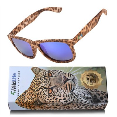WildLife Themed Sunglasses to Save Animals Leopard Mirrored Dusk Blue