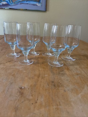 Sasaki Harmony Azure Blue Cordials Liqueur Vintage Stemware Japan Set of 6