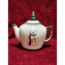 Vintage Pfaltzgraff Snow Bear Teapot With Lid Hand-painted