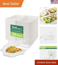 Clamshell Food Containers with Lids 9x6 50-Pack Disposable To Go Containers...