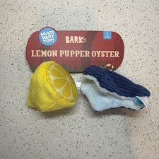 New Barkbox Lemon Pupper Oyster Small Bark Dog Plush Stuffed Crinkle Squeaky Toy